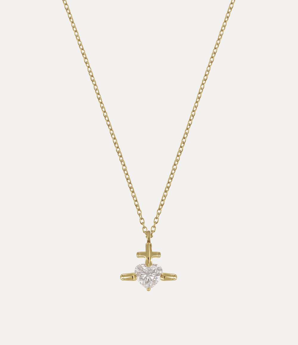 Valentine's Gold Heart Pendant Necklace - Gold / White Lab Grown Diamond
