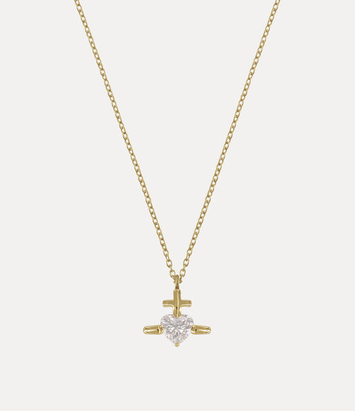 Valentine's Gold Heart Pendant Necklace - Gold / White Lab Grown Diamond