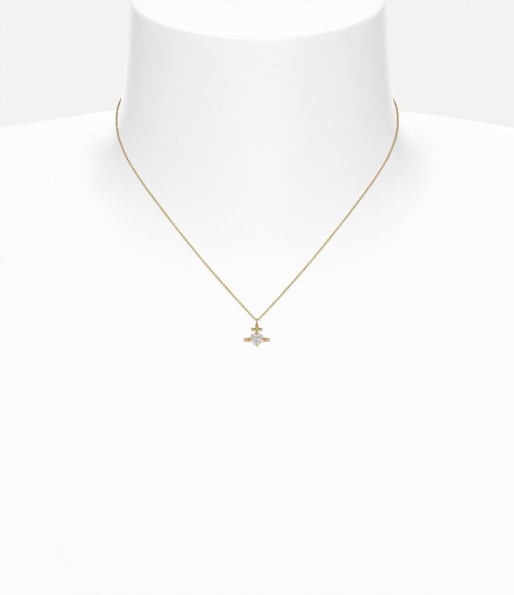 Valentine's Gold Heart Pendant Necklace - Gold / White Lab Grown Diamond