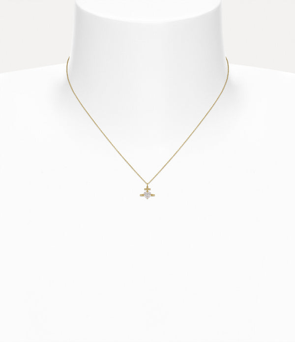 Valentine's Gold Heart Pendant Necklace - Gold / White Lab Grown Diamond