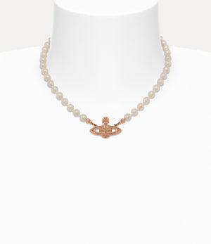 Mini Bas Relief Pearl Choker - Pink Gold / Silk Pearl