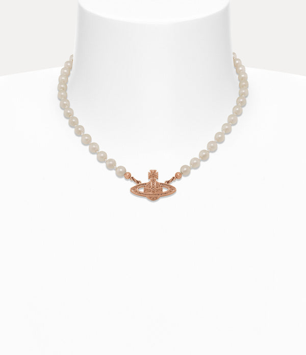 Mini Bas Relief Pearl Choker - Pink Gold / Silk Pearl