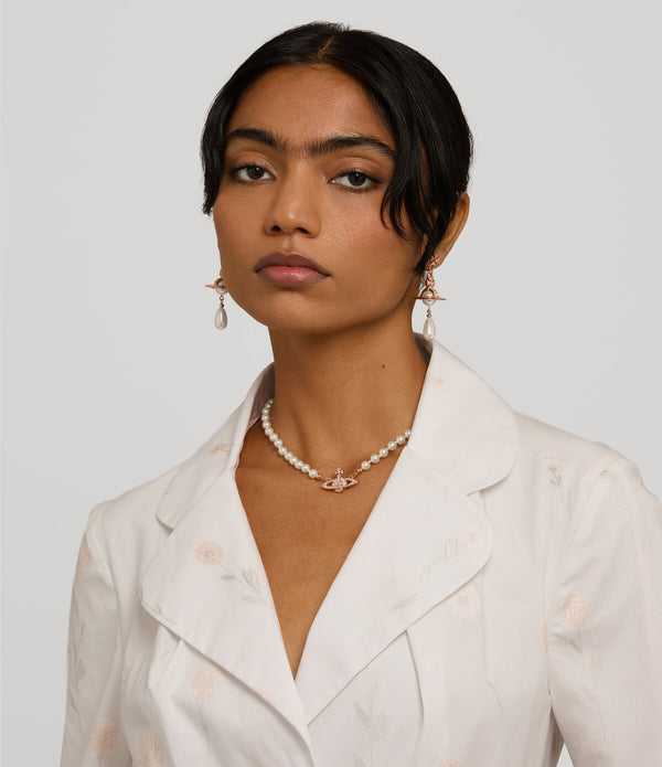 Mini Bas Relief Pearl Choker - Pink Gold / Silk Pearl