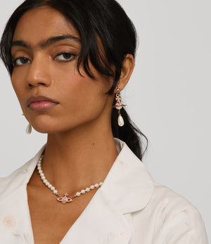 Mini Bas Relief Pearl Choker - Pink Gold / Silk Pearl