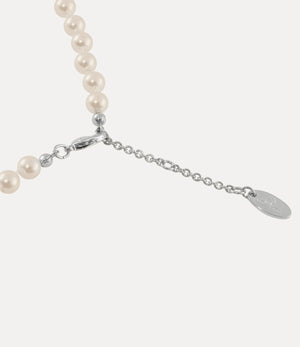 Mini Bas Relief Pearl Choker - Platinum / Crystal