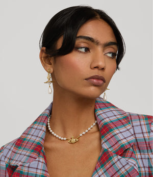 Mini Bas Relief Pearl Choker - Gold / Light Colorado Topaz Pearl