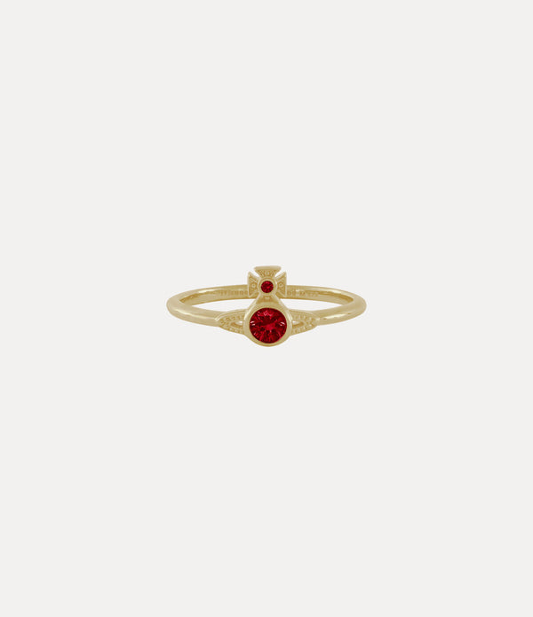 London Orb Ring - Gold / Red CZ