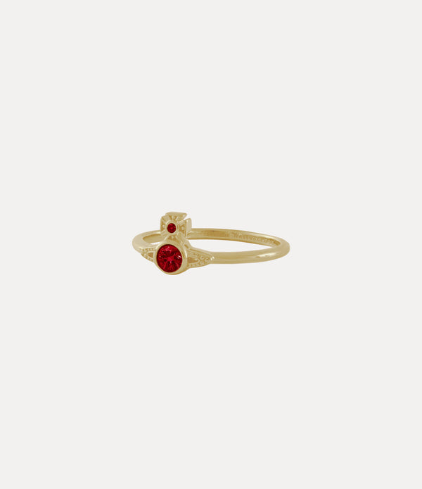 London Orb Ring - Gold / Red CZ